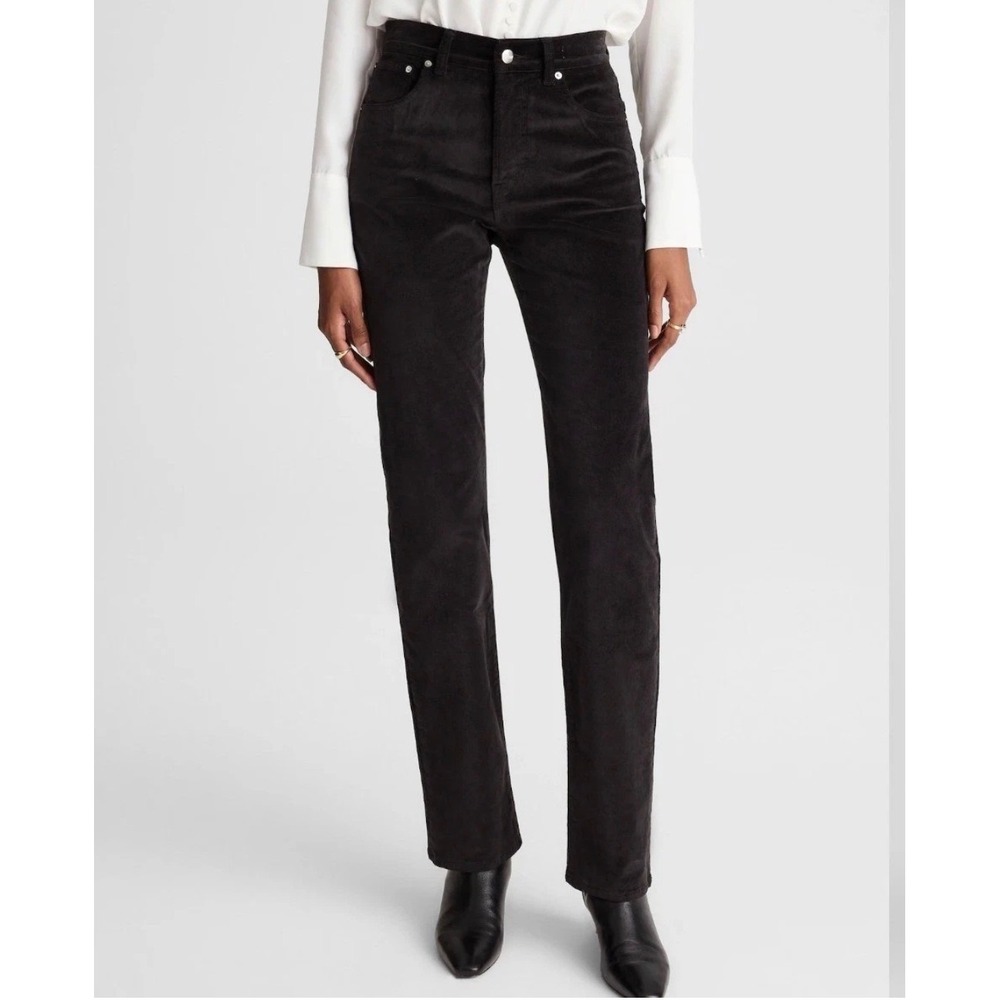 Madewell Black Velvet The Longline Straight Pant High Rise Size 26 Dark Academia